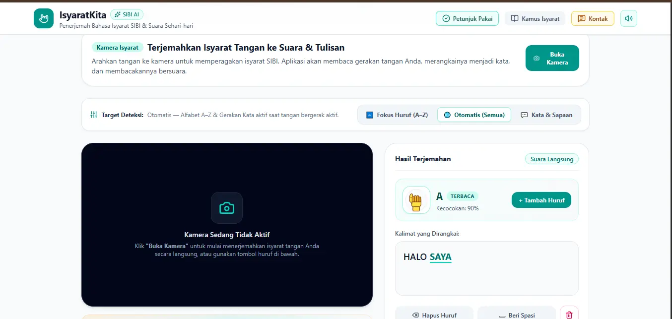 Isyarat Kita penerjemah bahasa isyarat dua arah